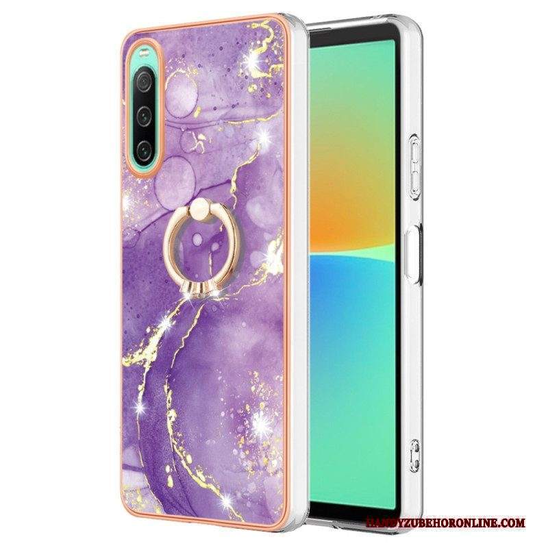 Cover Sony Xperia 10 IV Marmo Con Supporto Ad Anello