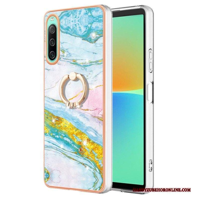 Cover Sony Xperia 10 IV Marmo Con Supporto Ad Anello