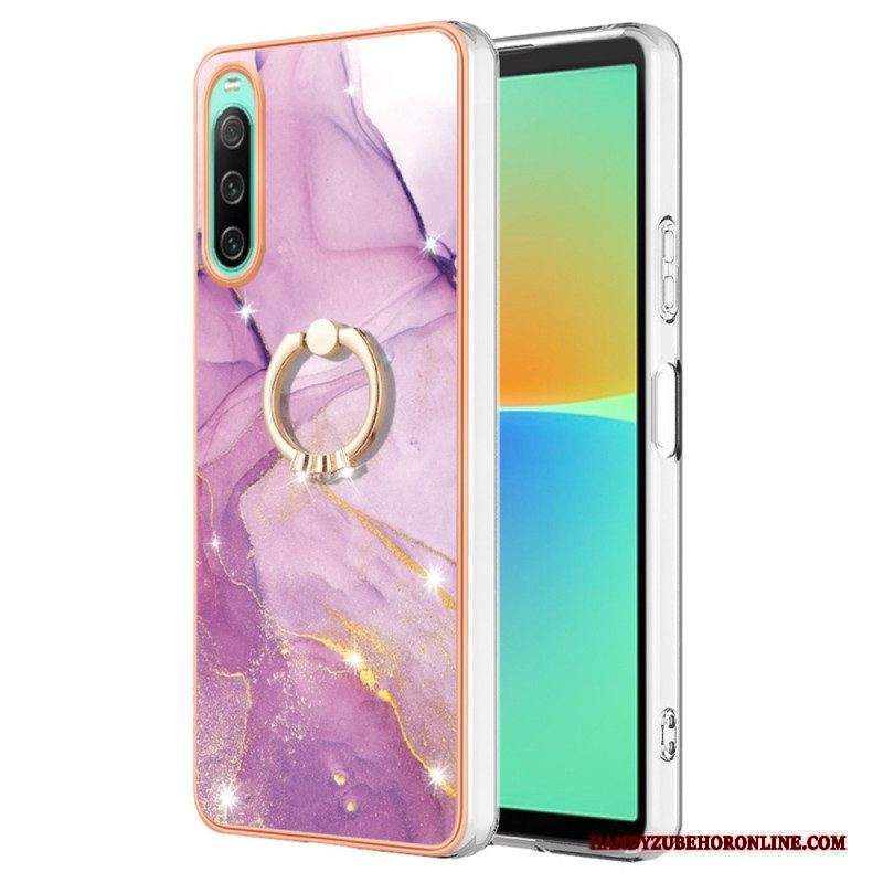 Cover Sony Xperia 10 IV Marmo Con Supporto Ad Anello