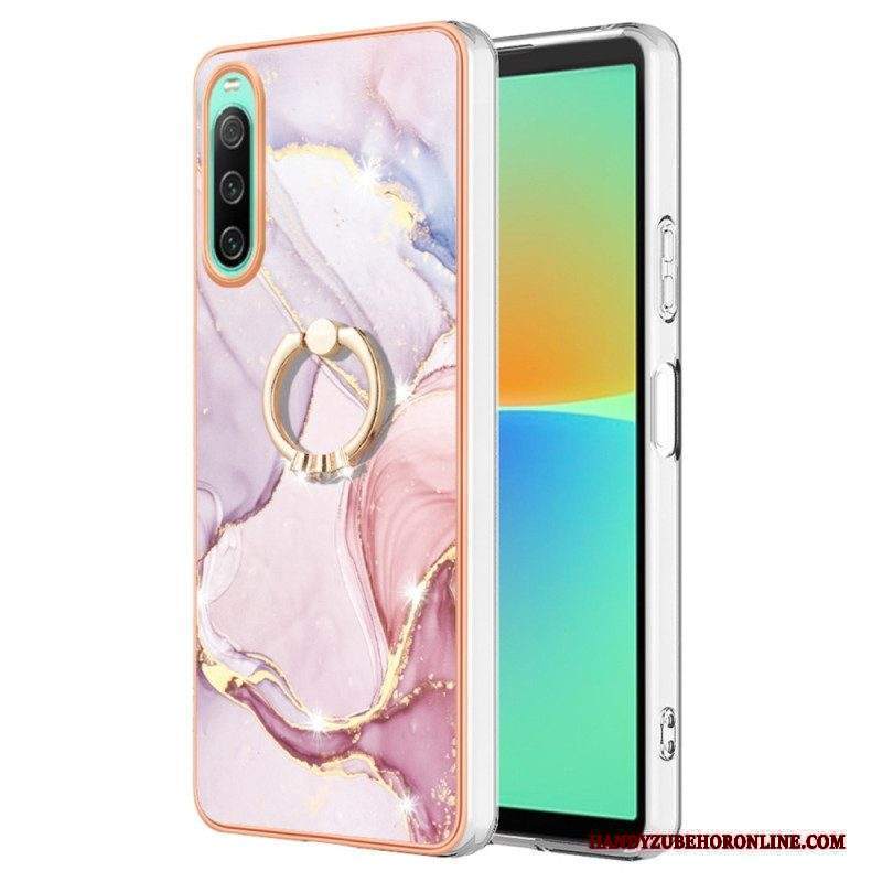 Cover Sony Xperia 10 IV Marmo Con Supporto Ad Anello