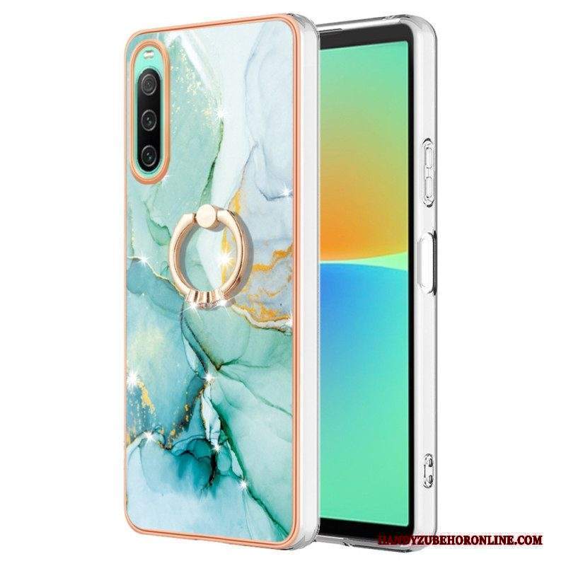 Cover Sony Xperia 10 IV Marmo Con Supporto Ad Anello