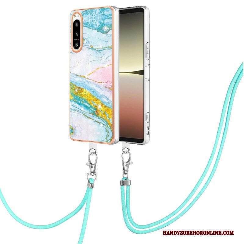 Cover Sony Xperia 5 IV Con Cordone Di Marmo