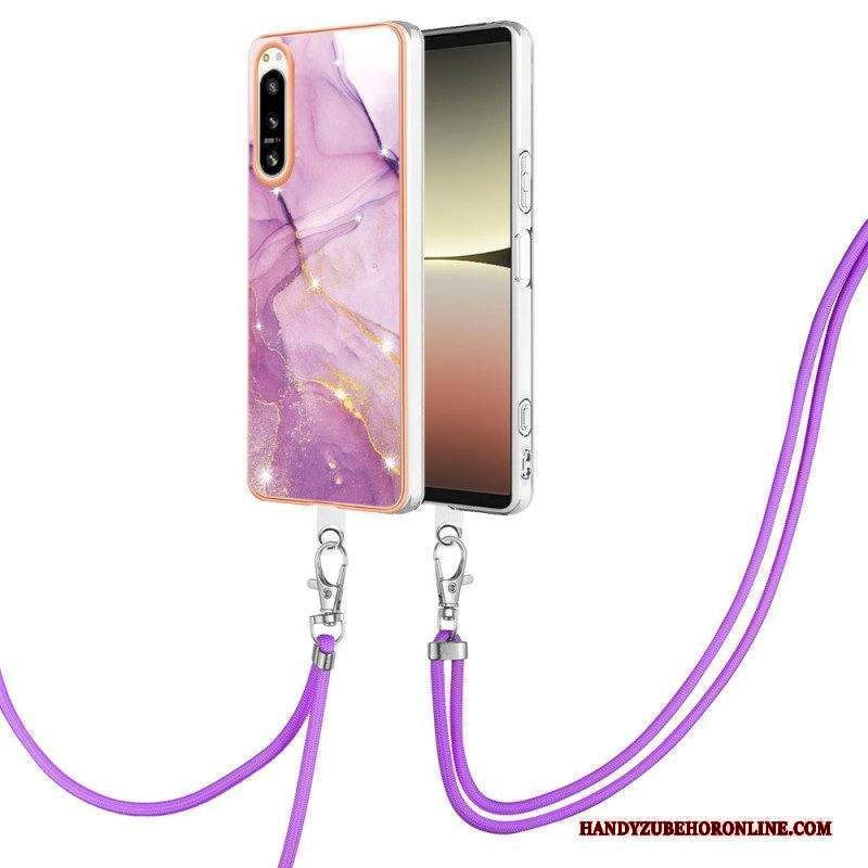 Cover Sony Xperia 5 IV Con Cordone Di Marmo