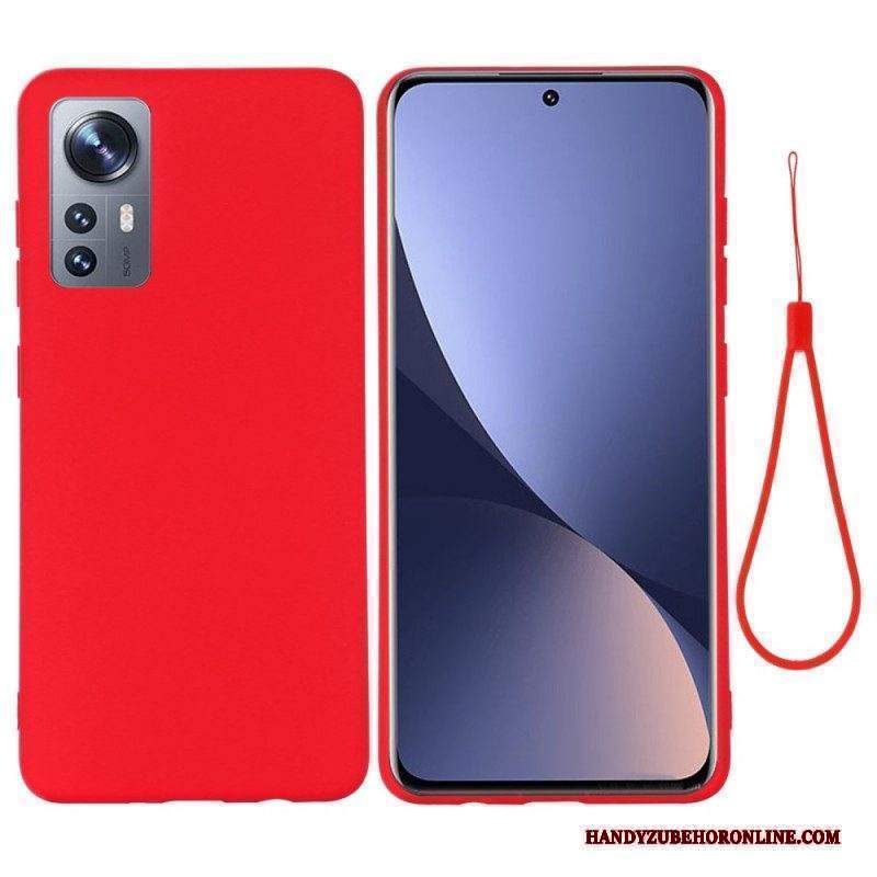 Cover Xiaomi 12 / 12X Silicone Liquido Con Cordino