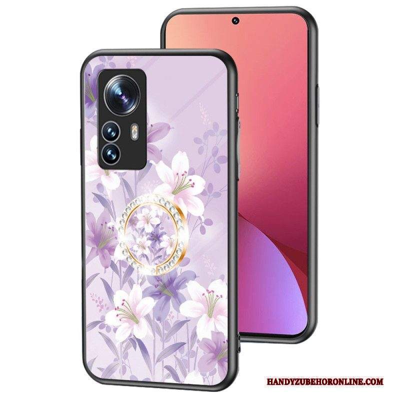 Cover Xiaomi 12 / 12X Vetro Temperato Con Anello A Fiore