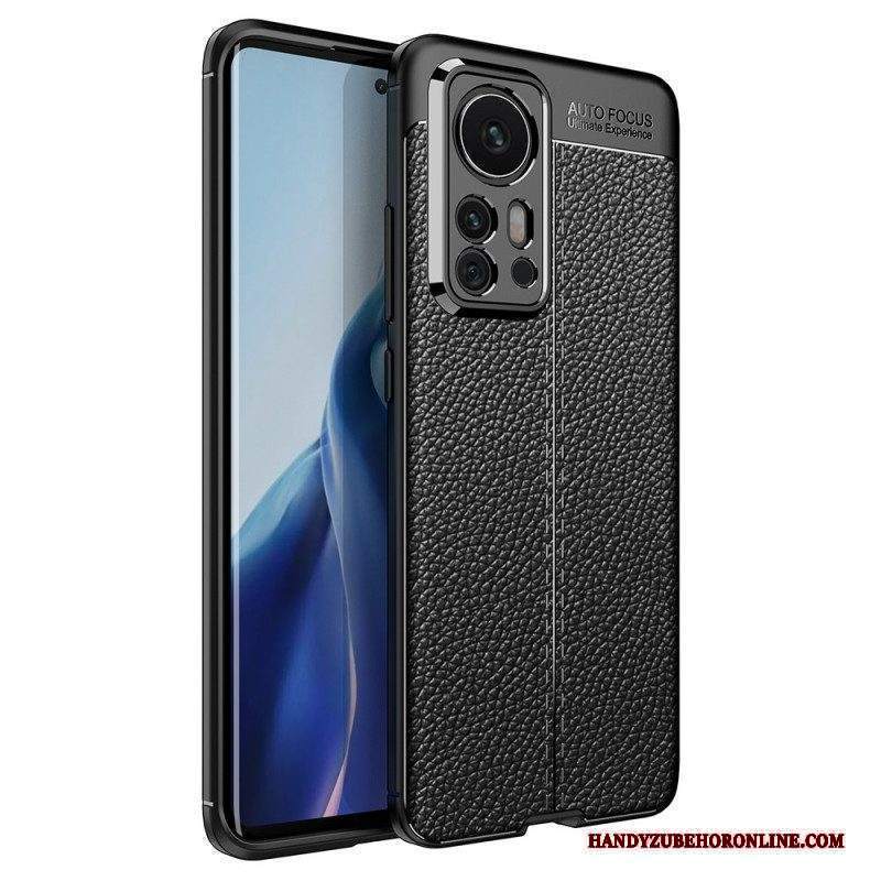 Cover Xiaomi 12 Pro Doppia Linea Litchi Effetto Pelle