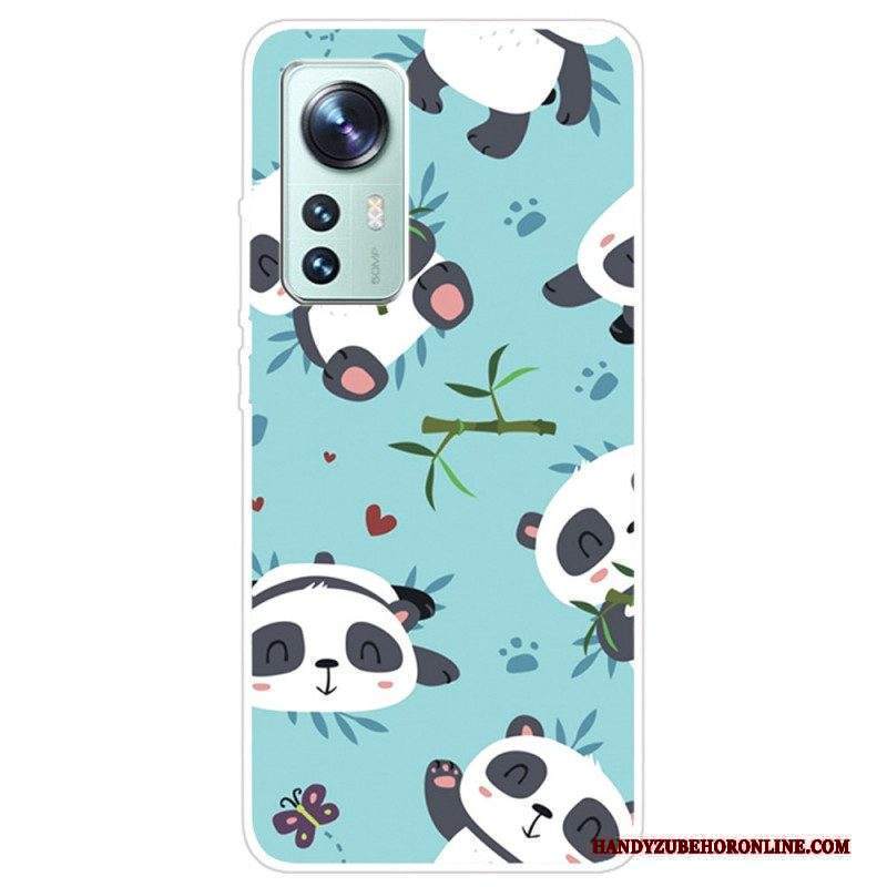 Cover Xiaomi 12 Pro Mazzo Di Panda In Silicone