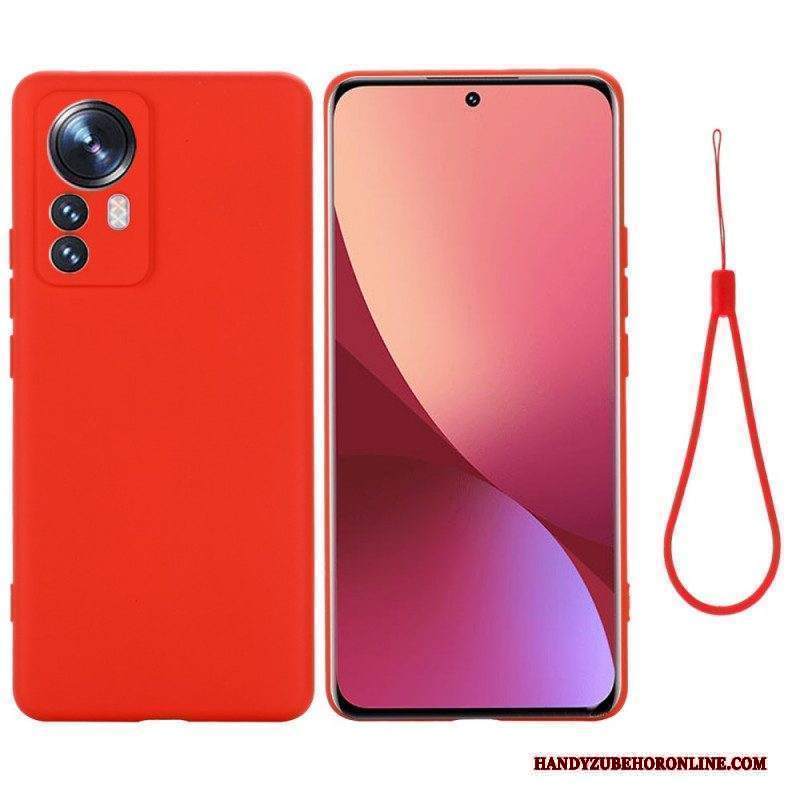 Cover Xiaomi 12 Pro Silicone Liquido Con Cordino