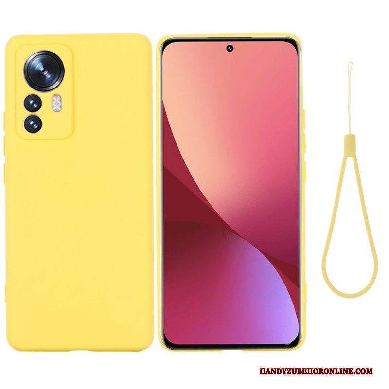 Cover Xiaomi 12 Pro Silicone Liquido Con Cordino