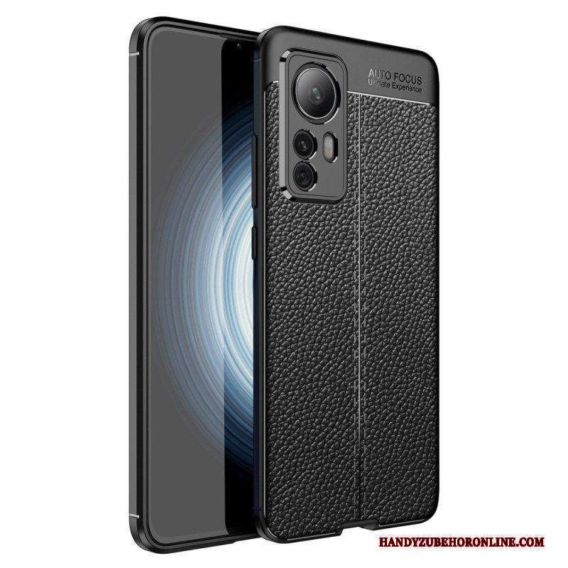 Cover Xiaomi 12T / 12T Pro Doppia Linea Litchi Effetto Pelle