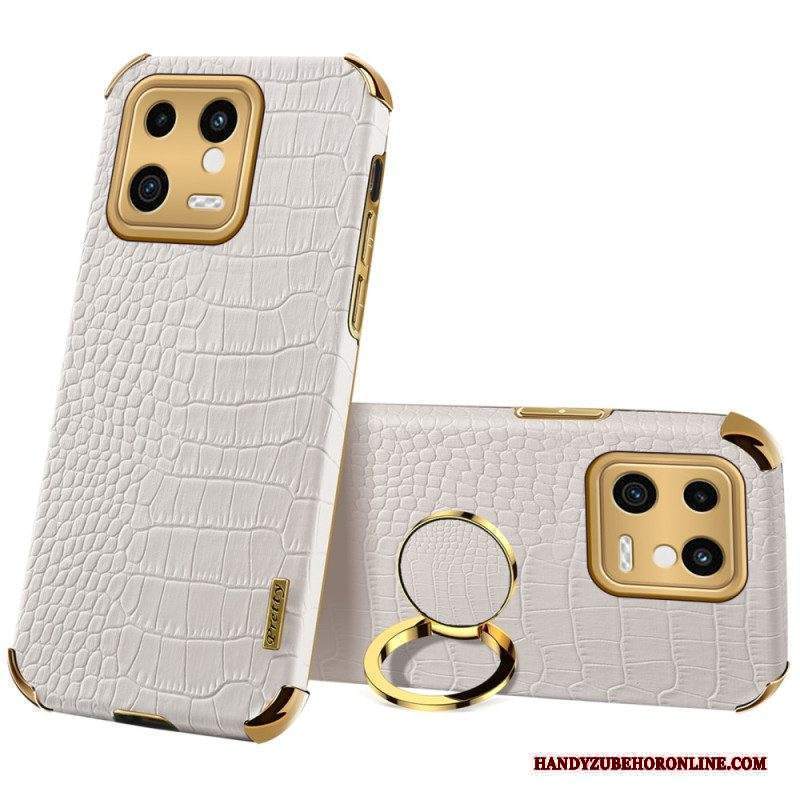 Cover Xiaomi 13 Effetto Coccodrillo Con Anello