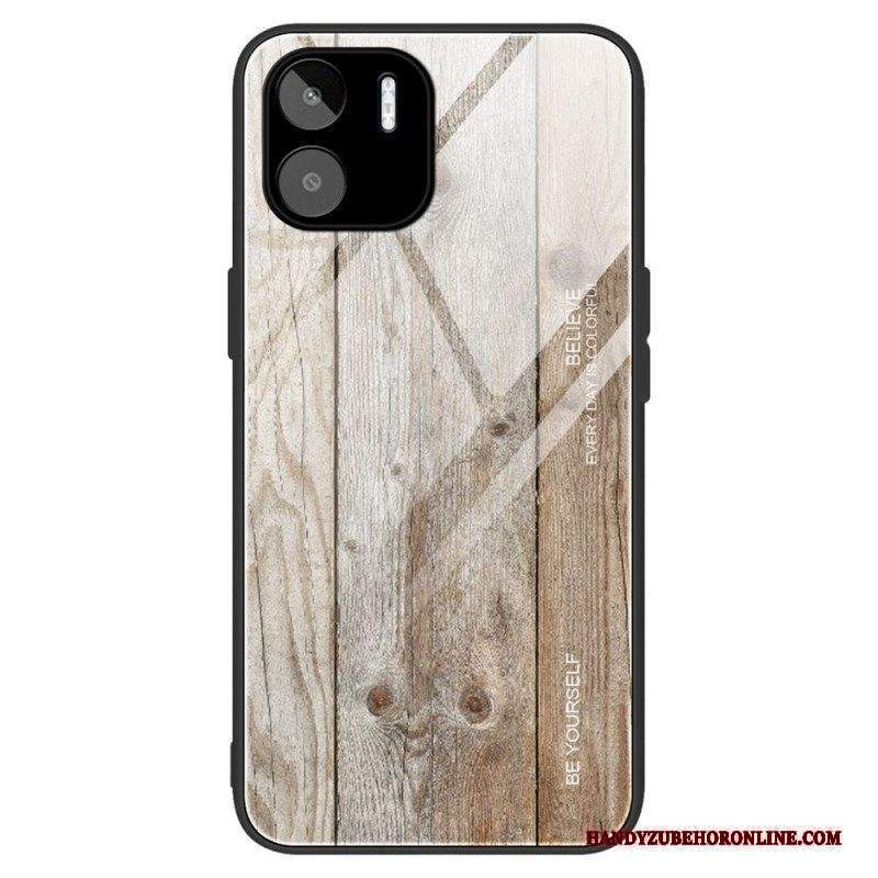 Cover Xiaomi Redmi A1 Design In Legno Vetro Temperato