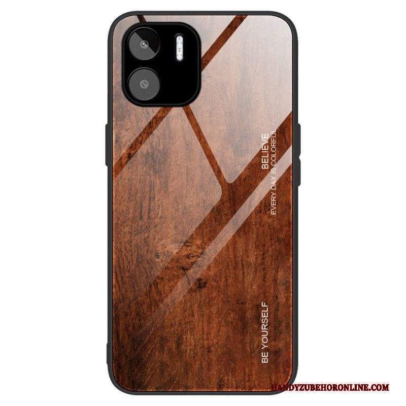 Cover Xiaomi Redmi A1 Design In Legno Vetro Temperato