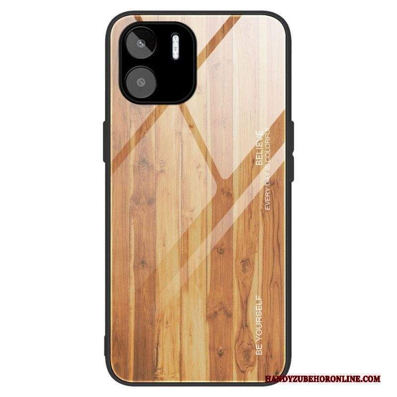 Cover Xiaomi Redmi A1 Design In Legno Vetro Temperato