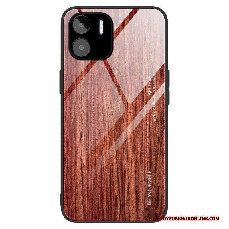 Cover Xiaomi Redmi A1 Design In Legno Vetro Temperato