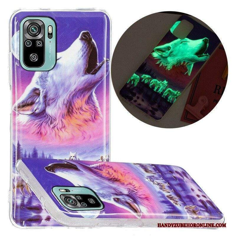 Cover Xiaomi Redmi Note 10 / 10S Serie Di Lupi Fluorescenti