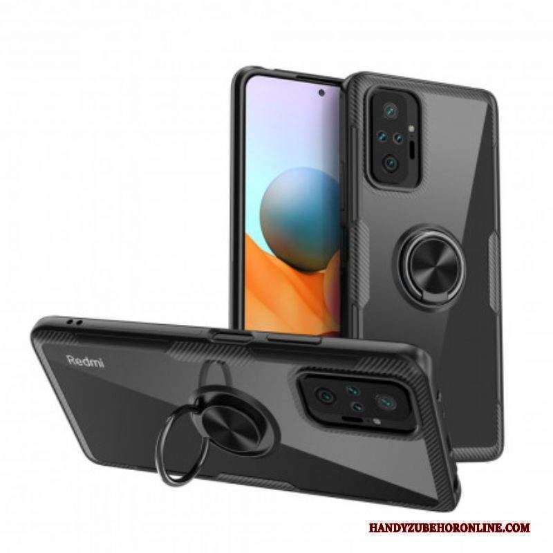 Cover Xiaomi Redmi Note 10 Pro Anello In Metallo In Fibra Di Carbonio