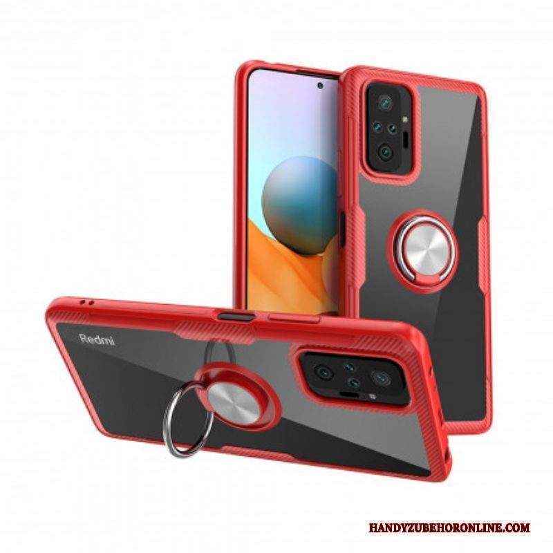 Cover Xiaomi Redmi Note 10 Pro Anello In Metallo In Fibra Di Carbonio