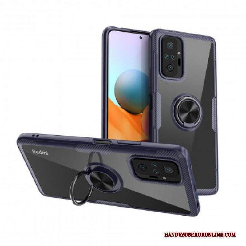 Cover Xiaomi Redmi Note 10 Pro Anello In Metallo In Fibra Di Carbonio