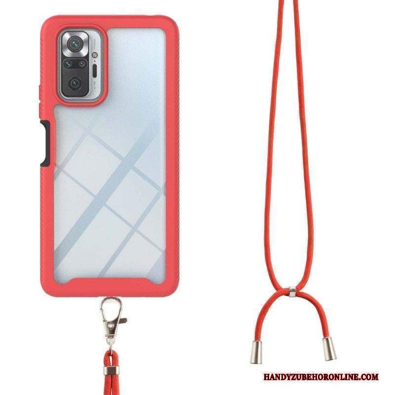 Cover Xiaomi Redmi Note 10 Pro Ibrido Con Cordoncino E Contorno Colorato