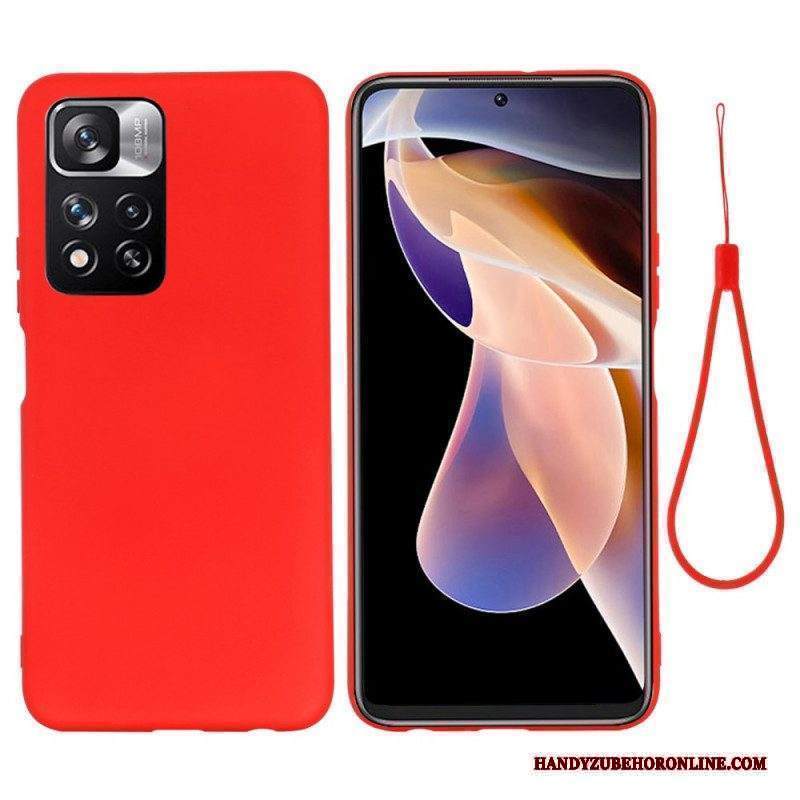 Cover Xiaomi Redmi Note 11 Pro Plus 5G Silicone Liquido Con Cordino