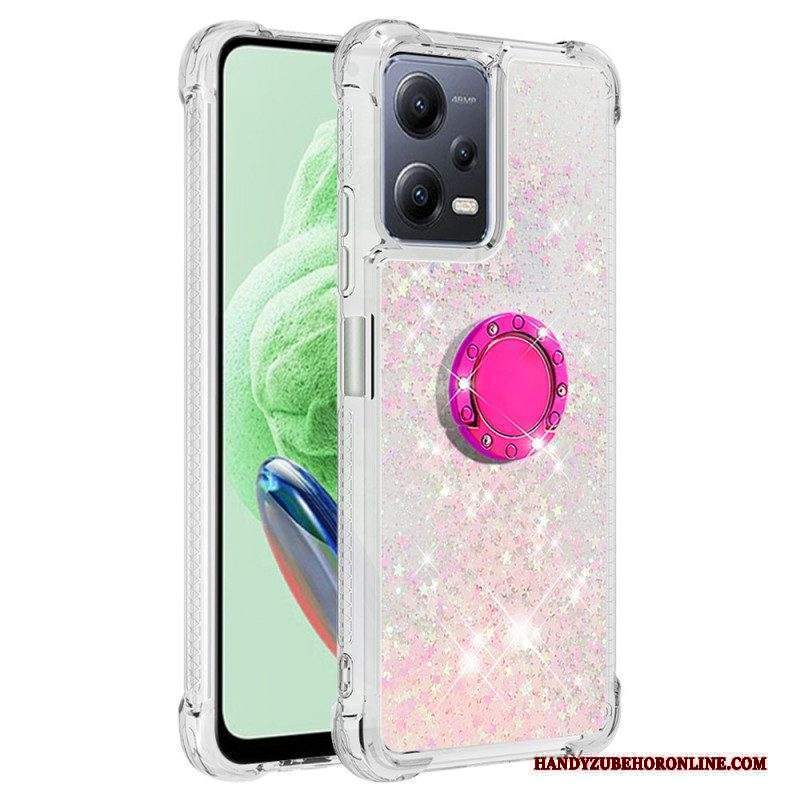 Cover Xiaomi Redmi Note 12 5G Espositore Per Anelli Con Paillettes Colorate