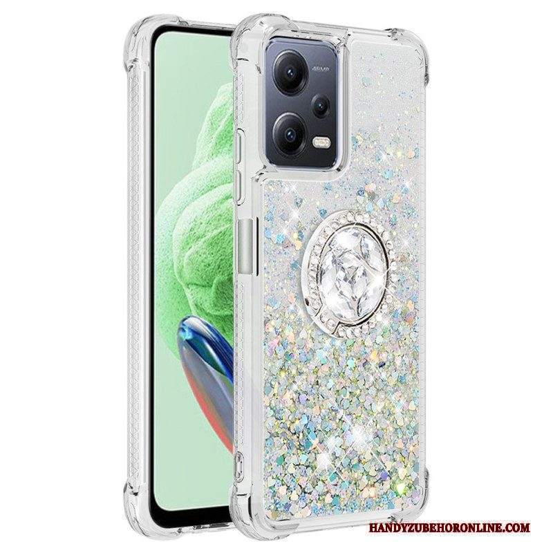 Cover Xiaomi Redmi Note 12 5G Espositore Per Anelli Con Paillettes Colorate