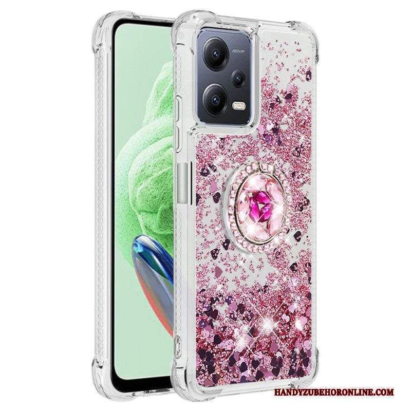 Cover Xiaomi Redmi Note 12 5G Espositore Per Anelli Con Paillettes Colorate