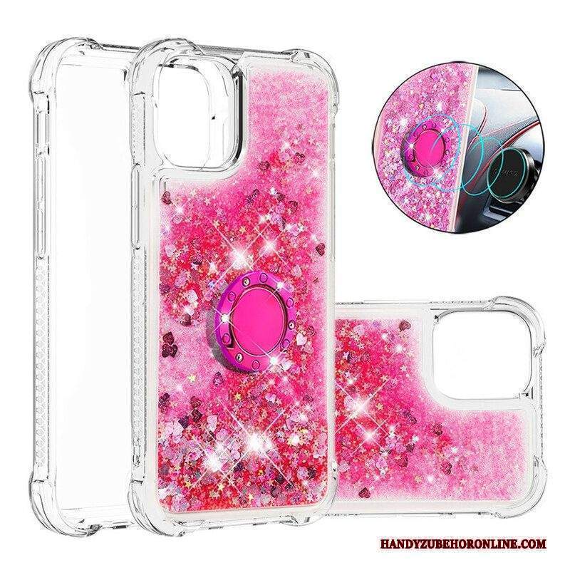 Cover iPhone 13 Mini Paillettes Con Supporto Ad Anello