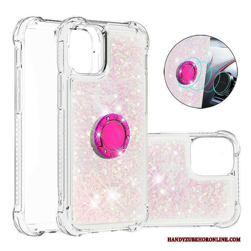 Cover iPhone 13 Mini Paillettes Con Supporto Ad Anello