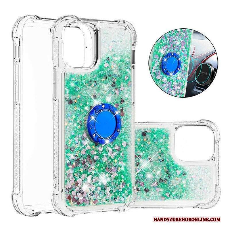 Cover iPhone 13 Mini Paillettes Con Supporto Ad Anello