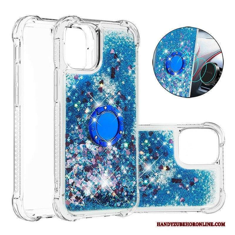 Cover iPhone 13 Mini Paillettes Con Supporto Ad Anello