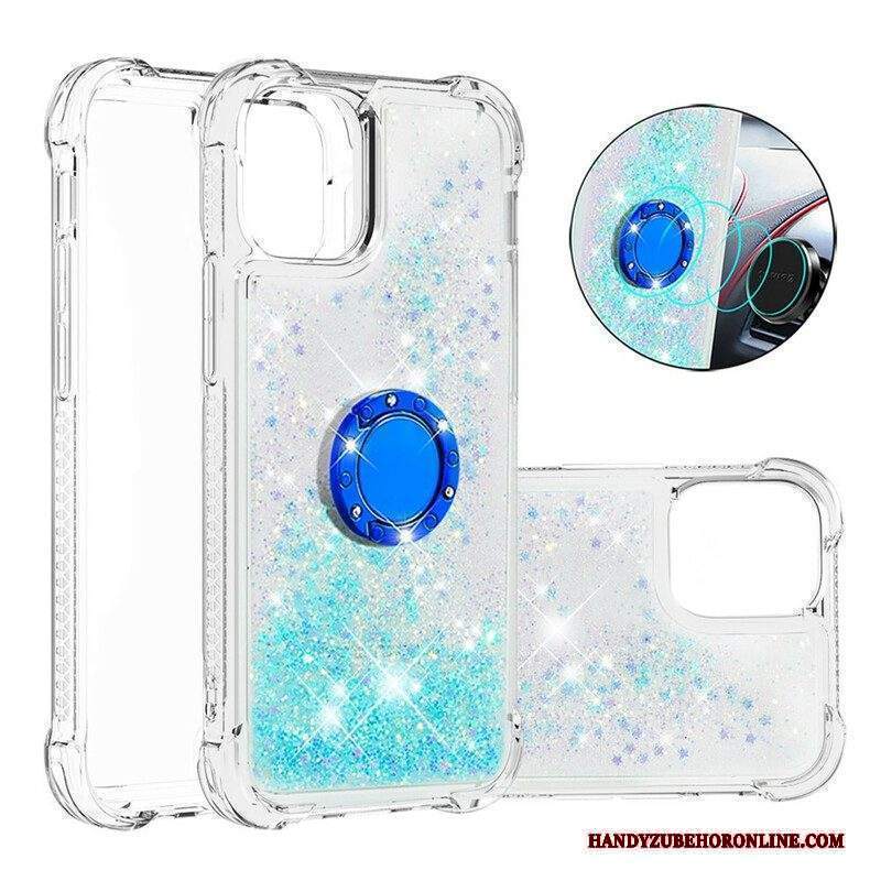 Cover iPhone 13 Mini Paillettes Con Supporto Ad Anello