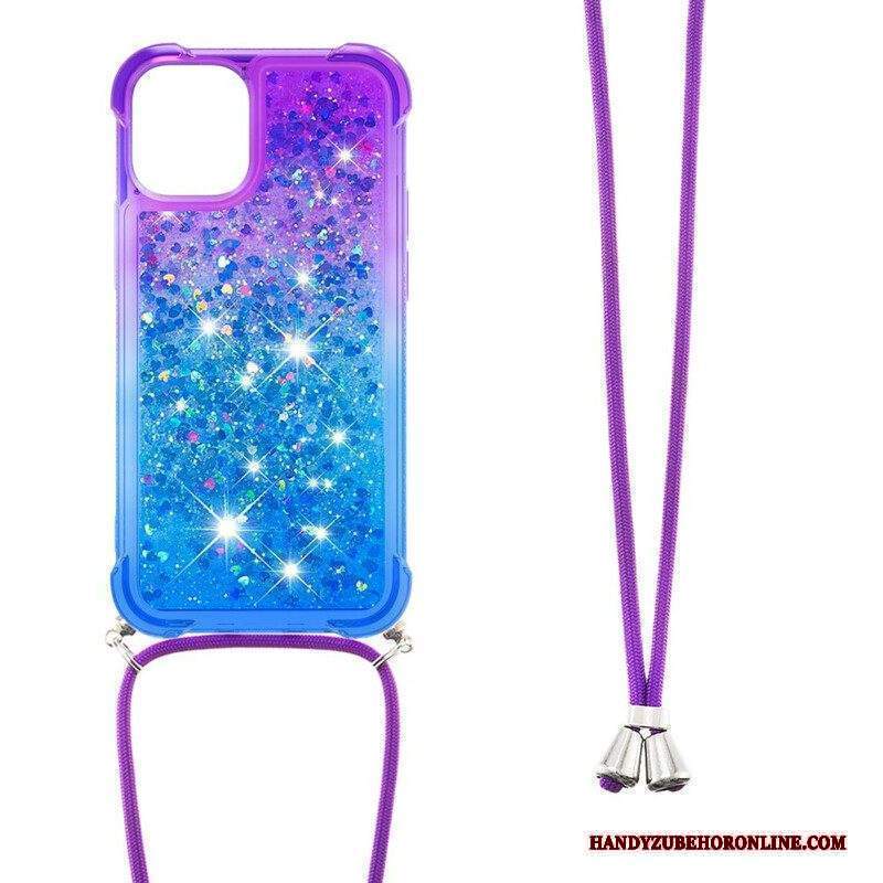 Cover iPhone 13 Mini Paillettes E Cordoncino In Silicone