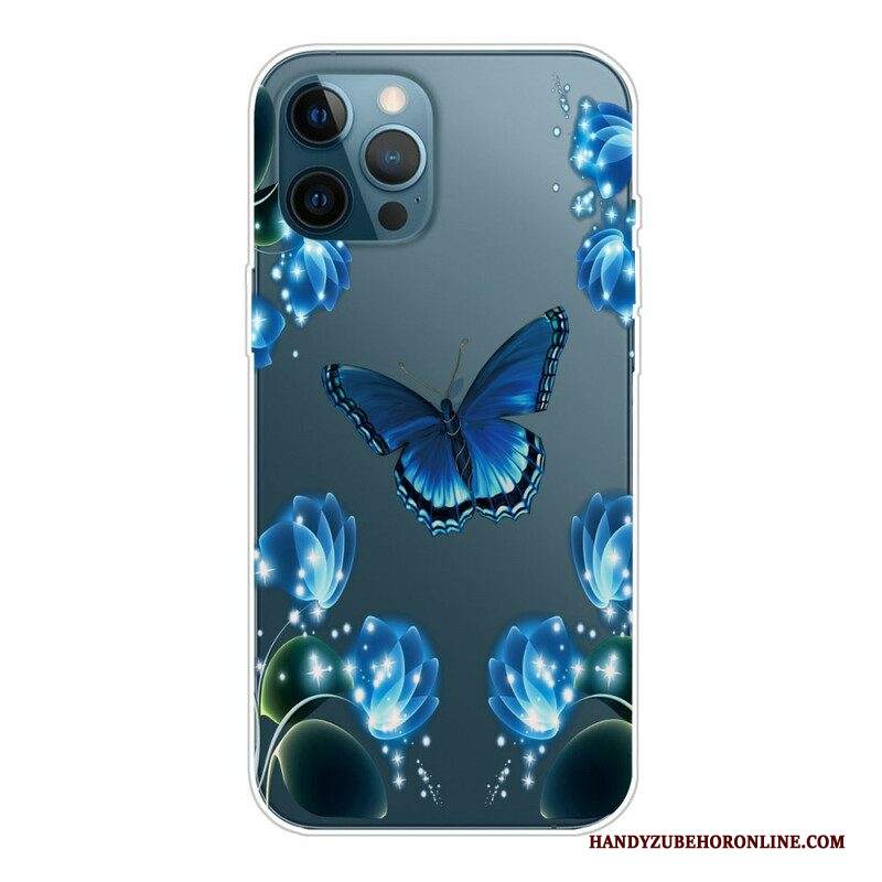 Cover iPhone 13 Pro Max Farfalle Blu