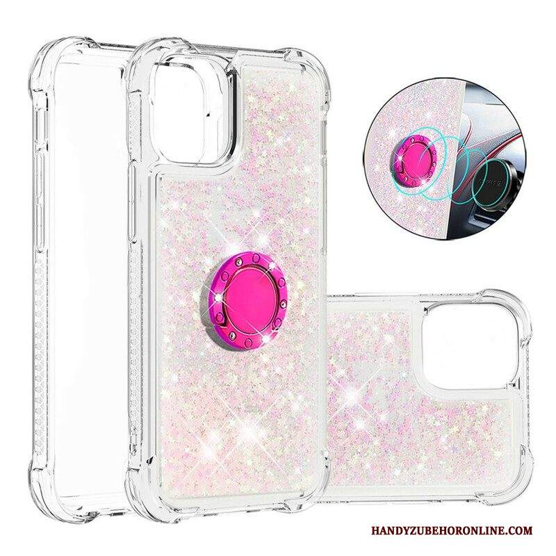 Cover iPhone 13 Pro Paillettes Con Supporto Ad Anello