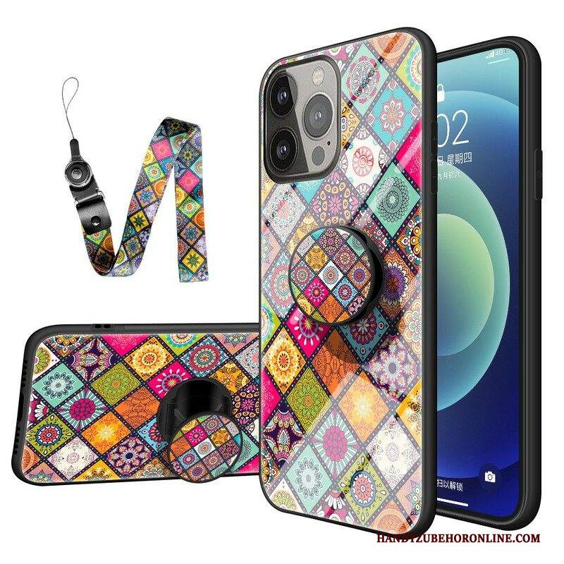 Cover iPhone 13 Pro Supporto Magnetico Patchwork