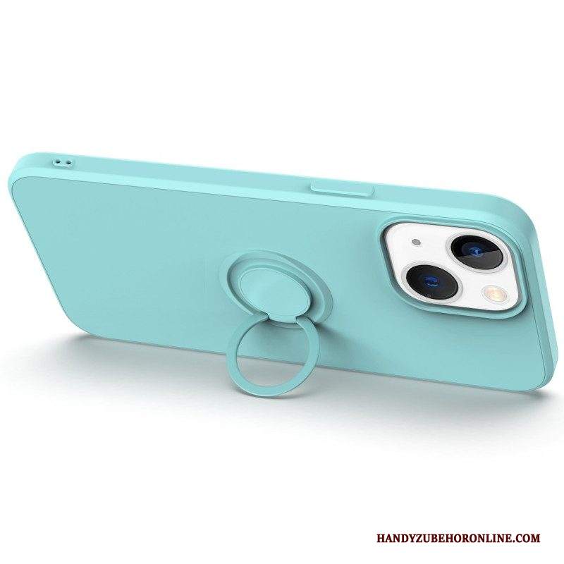 Cover iPhone 14 Anello E Cordino In Silicone Liquido