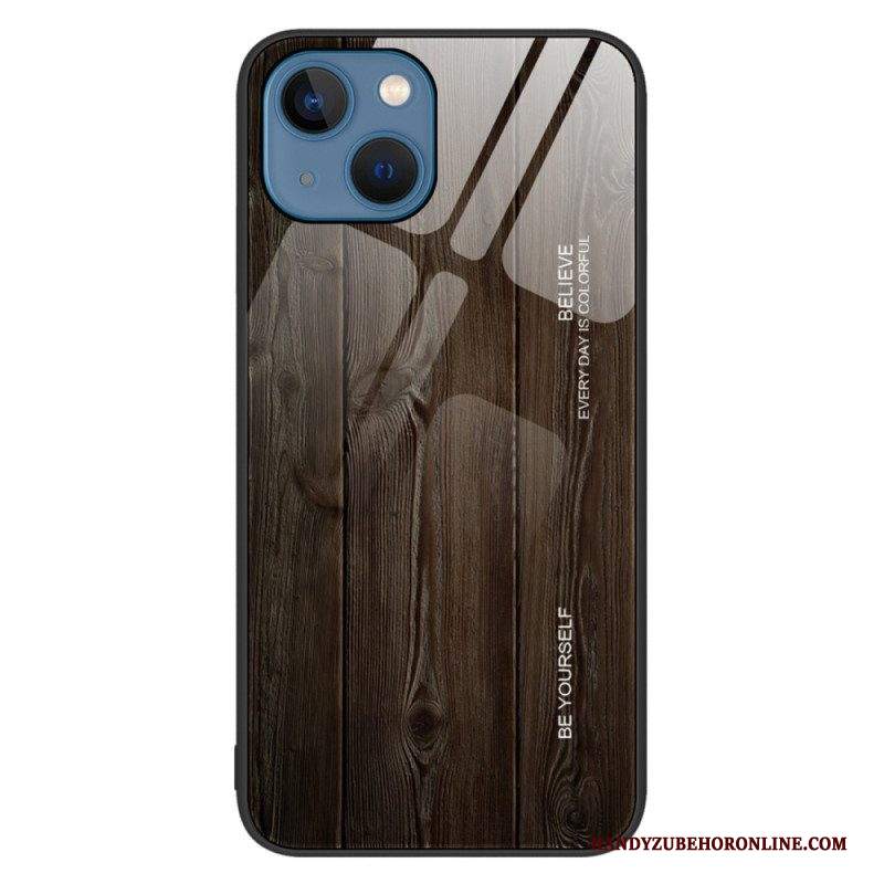 Cover iPhone 14 Design In Legno Vetro Temperato