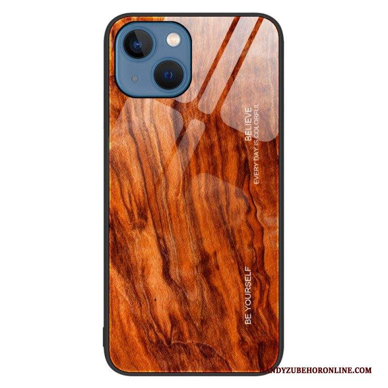 Cover iPhone 14 Design In Legno Vetro Temperato