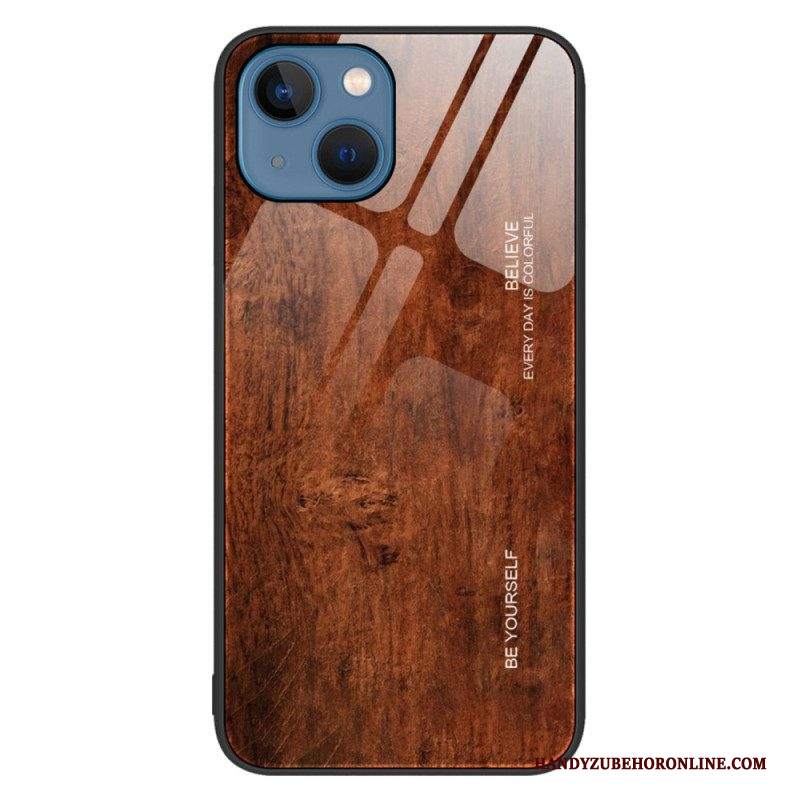 Cover iPhone 14 Design In Legno Vetro Temperato