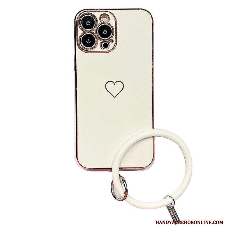 Cover iPhone 14 Plus Cuore Con Cinturino Ad Anello