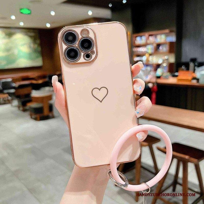 Cover iPhone 14 Plus Cuore Con Cinturino Ad Anello