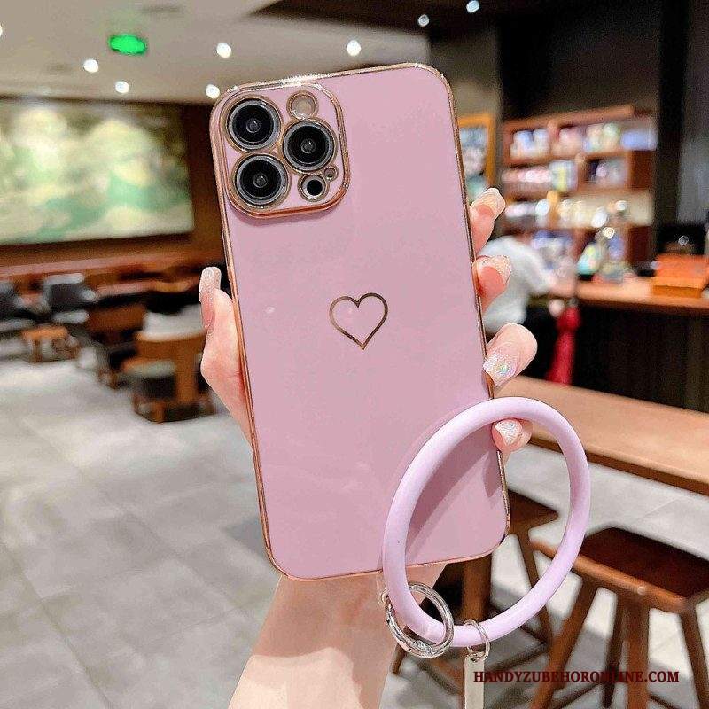 Cover iPhone 14 Plus Cuore Con Cinturino Ad Anello