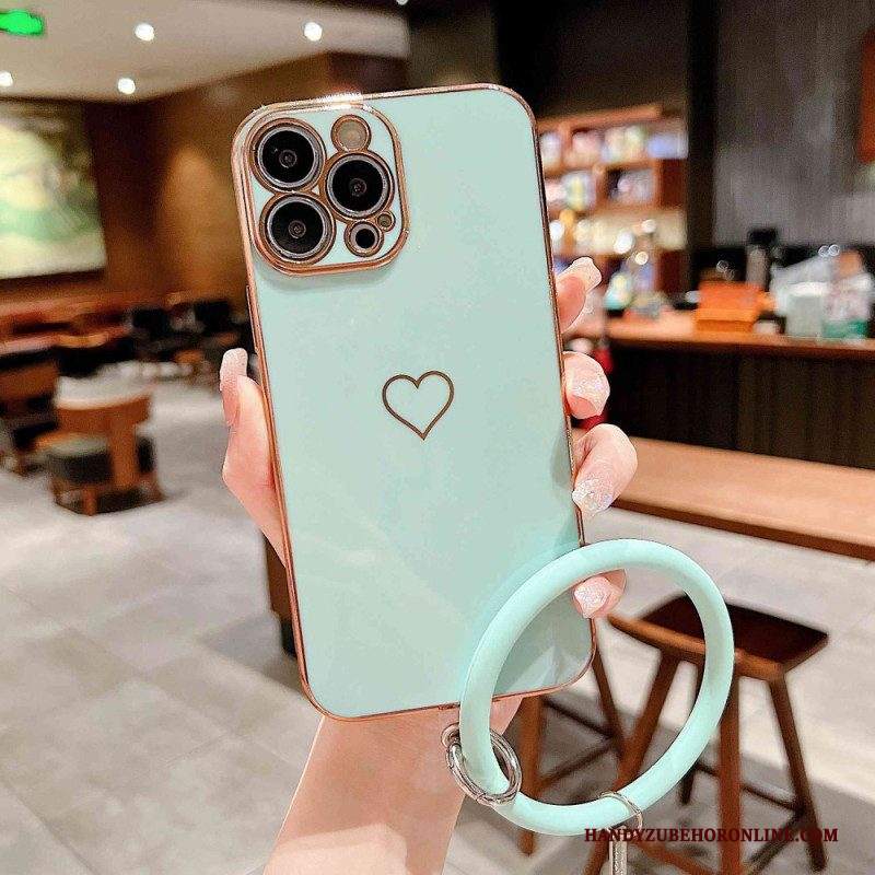 Cover iPhone 14 Plus Cuore Con Cinturino Ad Anello