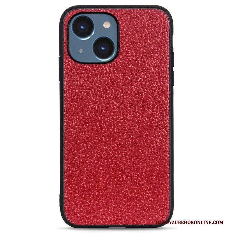 Cover iPhone 14 Plus Vera Pelle Di Litchi