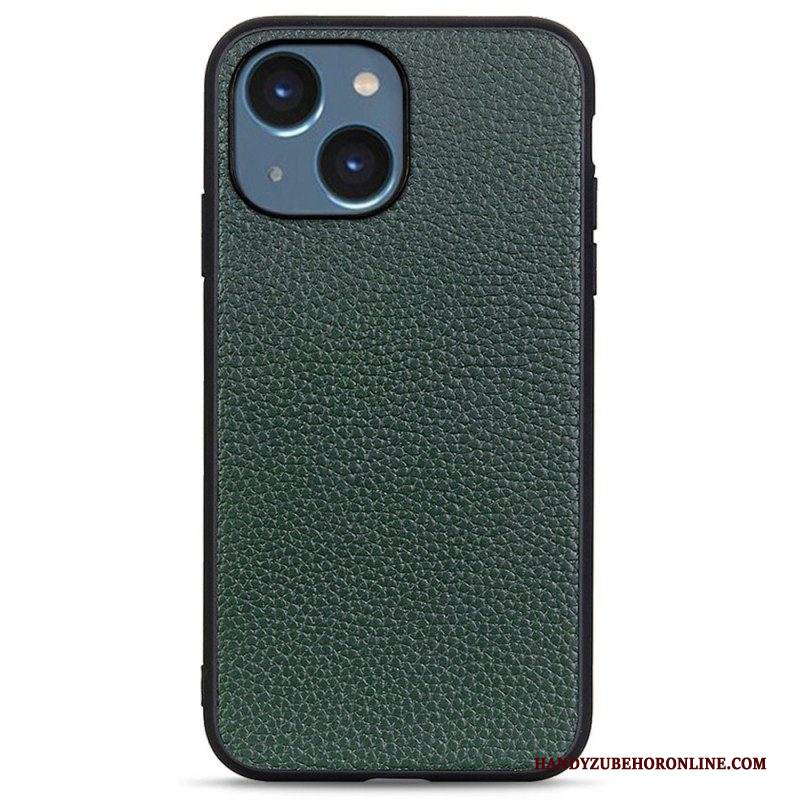 Cover iPhone 14 Plus Vera Pelle Di Litchi