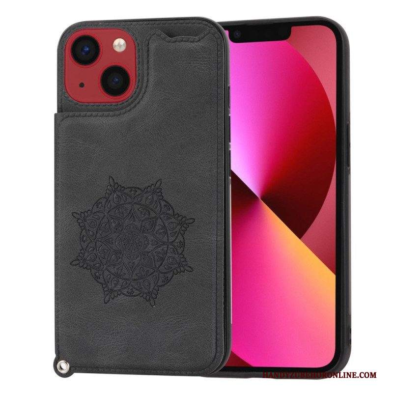 Cover iPhone 14 Portacarte Con Cinturino Mandala