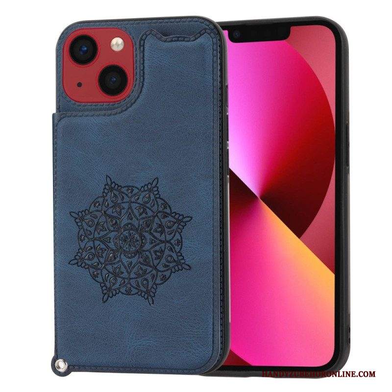 Cover iPhone 14 Portacarte Con Cinturino Mandala