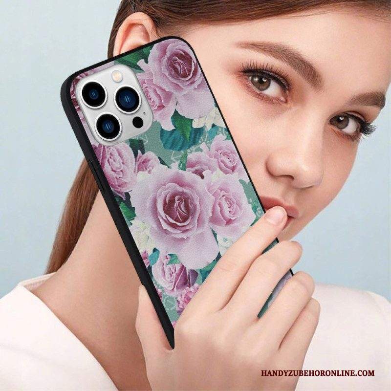 Cover iPhone 14 Pro Ecopelle Floreale